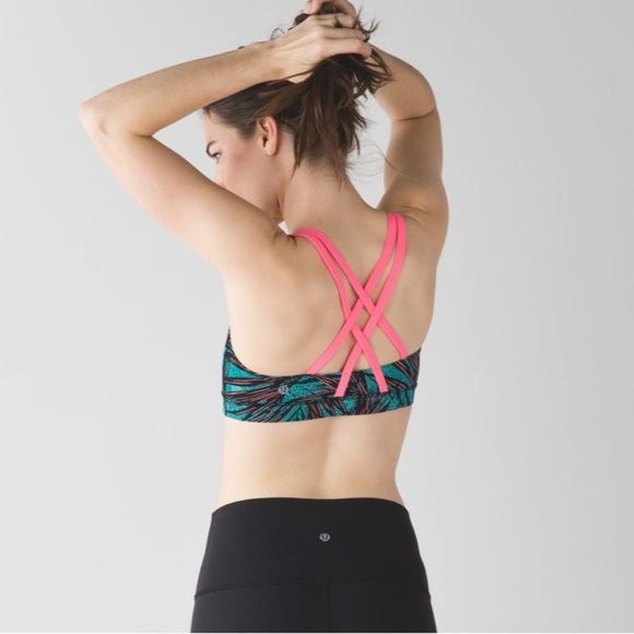 Lululemon Energy Bra Mini Palm Lace Tofino Teal Multi / Flash Light - Size 6 - Picture 9 of 11